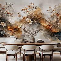 Soyut Çiçekli Sanatsal Duvar Kağıdı