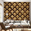 Art Deco Yelpaze Desenli Altın ve Kahverengi Dijital Baskı Duvar Kağıdı Art Deco Yelpaze Desenli Altın ve Kahverengi Dijital Baskı Duvar Kağıdı detay görünümü