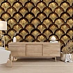 Art Deco Yelpaze Desenli Altın ve Kahverengi Dijital Baskı Duvar Kağıdı Art Deco Yelpaze Desenli Altın ve Kahverengi Dijital Baskı Duvar Kağıdı farklı görünümü