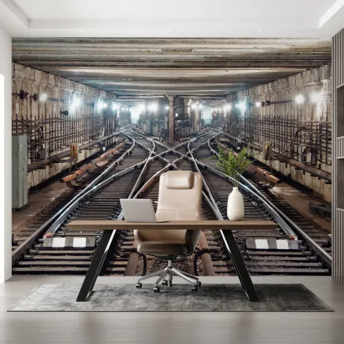 Metro Rayları Manzaralı Duvar Kağıdı