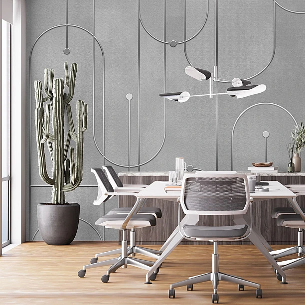 Modern Gri Geometrik Desenli Duvar Kağıdı