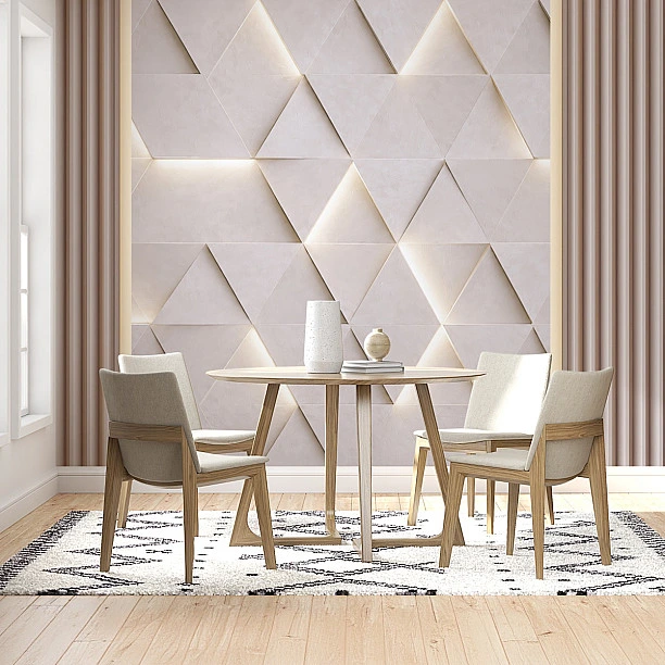 Modern Geometrik Üçgenler 3D Duvar Kağıdı Modern geometrik üçgenler 3D duvar kağıdı yemek odası uygulaması