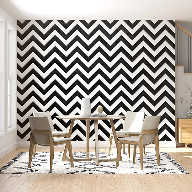 Siyah Beyaz Zigzag Desenli Duvar Kağıdı Siyah Beyaz Zigzag Desenli Duvar Kağıdı