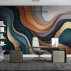 3D Dalga Desenli Modern Dijital Duvar Kağıdı