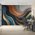 3D Dalga Desenli Modern Dijital Duvar Kağıdı