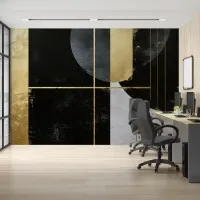Geometrik Altın ve Siyah Dokulu Dijital Baskı Duvar Kağıdı