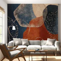 Gece ve Ateş – Soyut Metalik Dokulu Modern Sanat Duvar Kağıdı