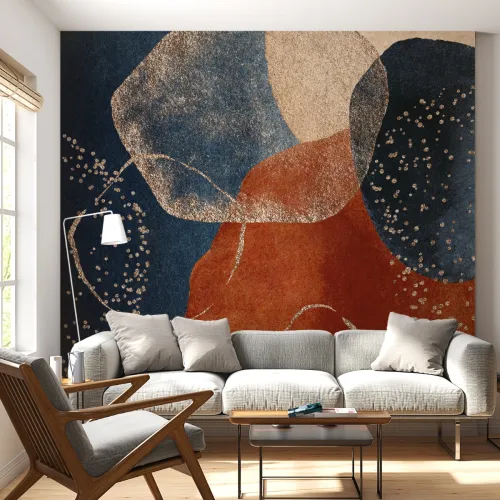 Gece ve Ateş – Soyut Metalik Dokulu Modern Sanat Duvar Kağıdı