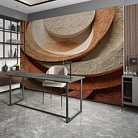 3D Katmanlı Dairesel Duvar Kağıdı