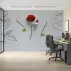 Kırmızı Gül ve Kadın Yüzü 3D Duvar Posteri
