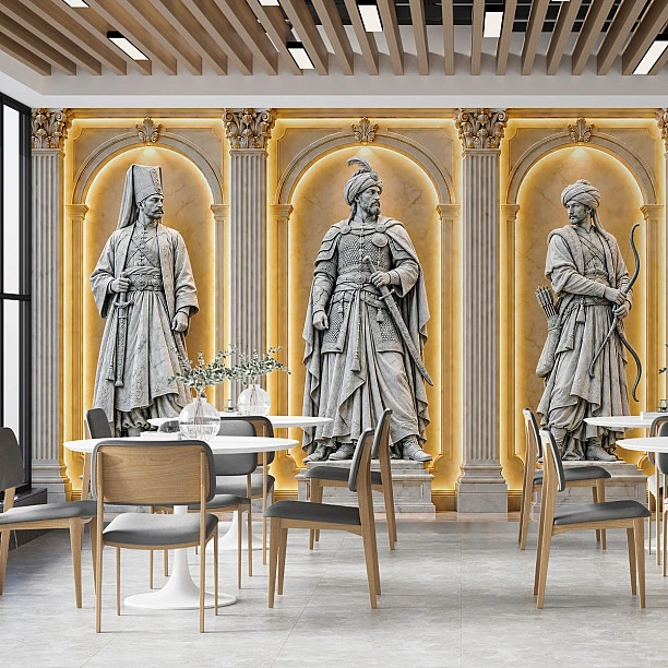 Osmanlı Savaşçıları Heykel Görünümlü Duvar Kağıdı Osmanlı savaşçıları heykel görünümlü duvar kağıdı restoran uygulaması