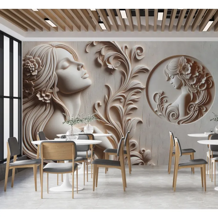 3D Kabartmalı Kadın Figürlü Sanatsal Duvar Kağıdı 3D Kabartmalı Kadın Figürlü Sanatsal Duvar Kağıdı