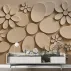 3D Bej Oval Çiçek Desenli Modern Duvar Kağıdı