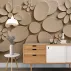 3D Bej Oval Çiçek Desenli Modern Duvar Kağıdı