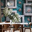 Turkuaz Beton Paneller & Monstera Yaprakları – Modern Botanical Duvar Kağıdı Turkuaz Beton Paneller & Monstera Yaprakları – Modern Botanical Duvar Kağıdı farklı görünümü