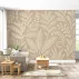 Bej Keten Dokulu Yaprak Deseni – Doğal Botanik Duvar Kağıdı