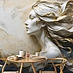 Kadın Portresi Altın Damarlı Mermer 3D Rölyef Dijital Baskı Duvar Kağıdı Kadın Portresi Altın Damarlı Mermer 3D Rölyef Dijital Baskı Duvar Kağıdı detay görünümü