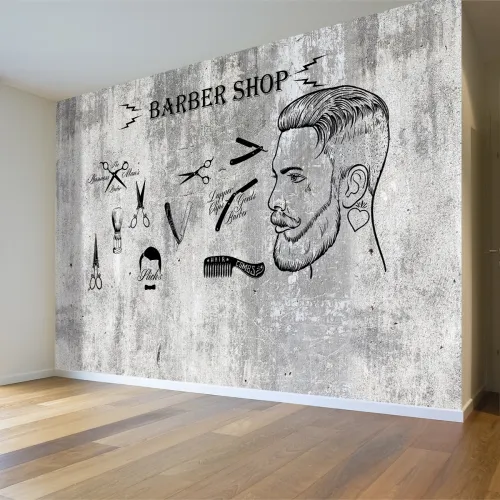 Barber Shop Temalı Endüstriyel Duvar Kağıdı