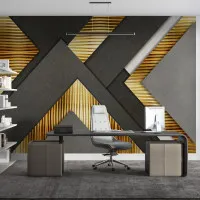 Altın ve Antrasit Geometrik Desenli Modern Lüks Duvar Kağıdı