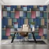 Renkli Denim Patchwork Desenli Duvar Kağıdı
