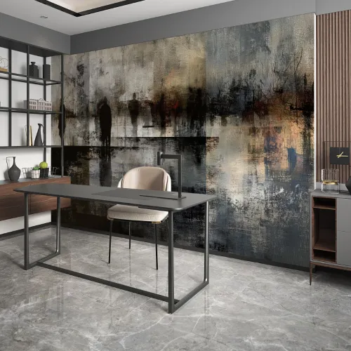 Gölgelerin Şehri – Endüstriyel Soyut Siluetler Modern Duvar Kağıdı