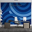 Mavi Harmoni – Konsantrik Dalgalar Modern Geometrik Duvar Kağıdı Mavi Harmoni – Konsantrik Dalgalar Modern Geometrik Duvar Kağıdı ofis ortamındaki görünümü