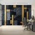 3D Geometrik Mermer ve Altın Paneller Dijital Baskı Duvar Kağıdı