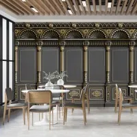 3D Siyah Altın Kabartma Desenli Klasik Duvar Kağıdı