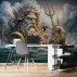 Poseidon ve Antik Gemi Temalı 3D Deniz Tasarımlı Duvar Kağıdı
