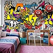 Renkli Graffiti Desenli Duvar Kağıdı Renkli Graffiti Desenli Duvar Kağıdı detay görünümü