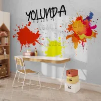 Yolunda Motivasyon Yazılı Renkli Sulu Boya Desenli Duvar Kağıdı