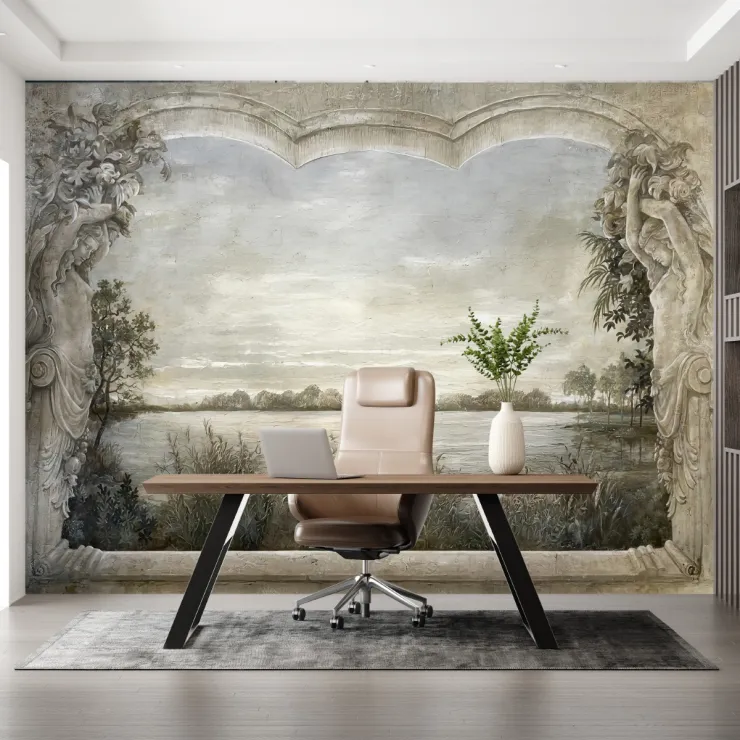 Klasik Manzara Çerçeveli Sanatsal Duvar Kağıdı Klasik Manzara Çerçeveli Sanatsal Duvar Kağıdı