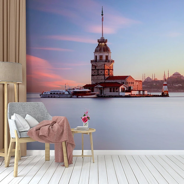 Kız Kulesi ve İstanbul Manzaralı Duvar Kağıdı Kız Kulesi ve İstanbul Manzaralı Duvar Kağıdı