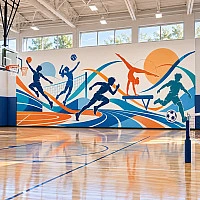 Spor Dalları ve Atlet Silüetleri Duvar Kağıdı