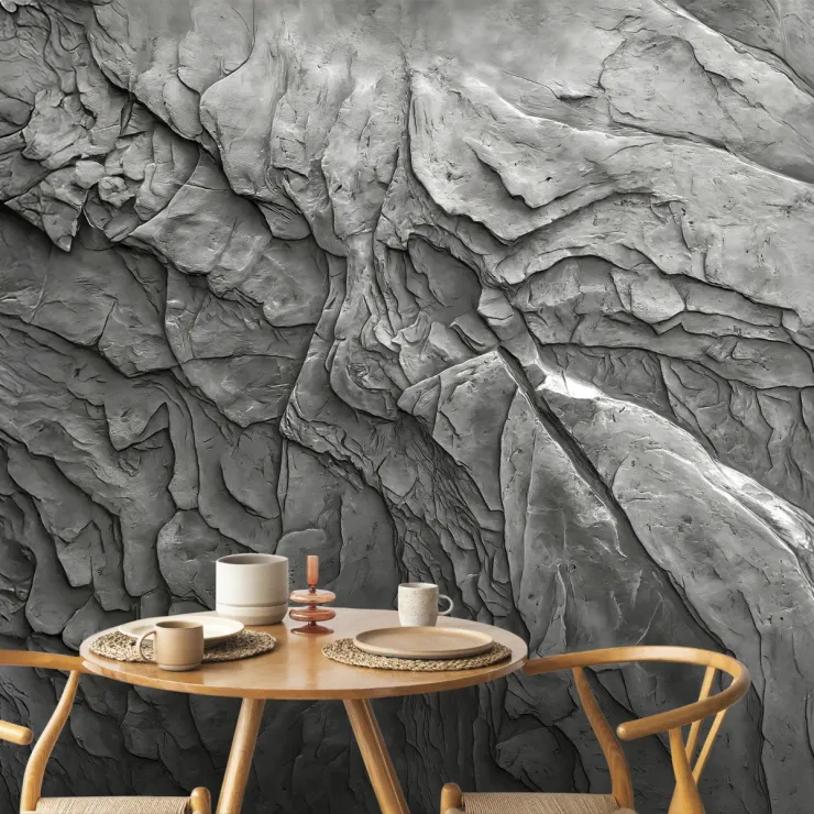 3D Kaya Dokusu Görünümlü Modern Duvar Kağıdı