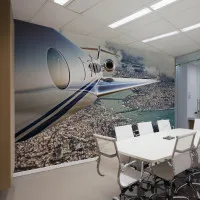 Uçak Kanadı ve Şehir Manzaralı Modern Duvar Kağıdı