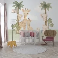 Sevimli Zürafa ve Koala Çocuk Odası Duvar Kağıdı