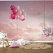 Pembe Balonlu Bulutlar Çocuk Odası Duvar Kağıdı Pembe Balonlu Bulutlar Çocuk Odası Duvar Kağıdı detay görünümü