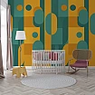 Kehribar ve Turkuaz Geometrik Desenli Modern Duvar Kağıdı alternatif görünümü