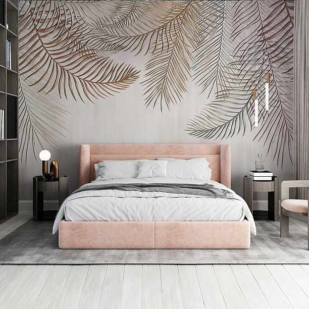 Modern Yaprak Desenli Duvar Kağıdı - Pastel Tonlarda Şıklık Modern Yaprak Desenli Duvar Kağıdı - Pastel Tonlarda Şıklık
