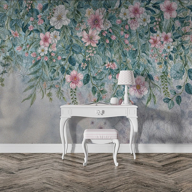 Pastel Tonlarda Çiçek Desenli 3D Duvar Kağıdı - Doğal ve Zarif Tasarım Pastel Tonlarda Çiçek Desenli 3D Duvar Kağıdı - Doğal ve Zarif Tasarım