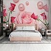 Pembe Gül ve İnci Desenli 3D Romantik Duvar Kağıdı Pembe Gül ve İnci Desenli 3D Romantik Duvar Kağıdı farklı görünümü