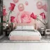 Pembe Gül ve İnci Desenli 3D Romantik Duvar Kağıdı Pembe Gül ve İnci Desenli 3D Romantik Duvar Kağıdı