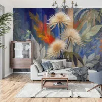 Gece Bahçesi Suluboya Çiçekleri – Derin Renkli Sanatsal Duvar Kağıdı