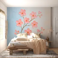 3D Pembe Çiçek Desenli Zarif Duvar Kağıdı