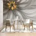 3D Modern Çiçek ve Dalga Desenli Dijital Duvar Kağıdı