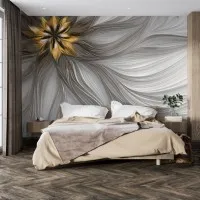 3D Modern Çiçek ve Dalga Desenli Dijital Duvar Kağıdı