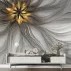 3D Modern Çiçek ve Dalga Desenli Dijital Duvar Kağıdı
