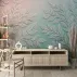 3D Konturlu Yaprak Desenli Modern Dijital Duvar Kağıdı