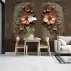Klasik Çerçeveli 3D Kabartmalı Kahverengi Çiçek Desenli Duvar Kağıdı